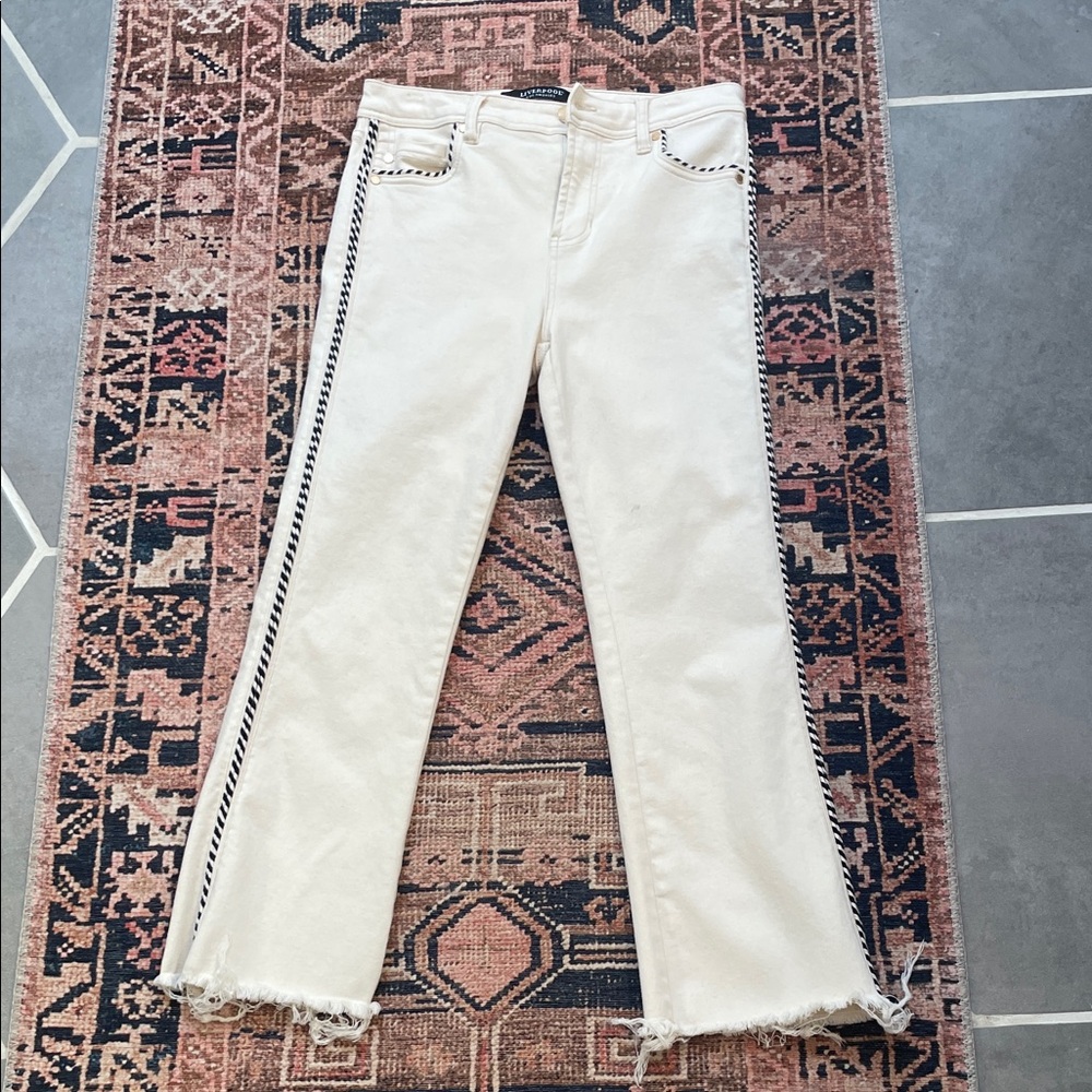 Liverpool Cream Flare Jeans with Black Trim